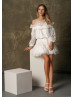 Ivory Tulle Mini Party Dress With Ruffles